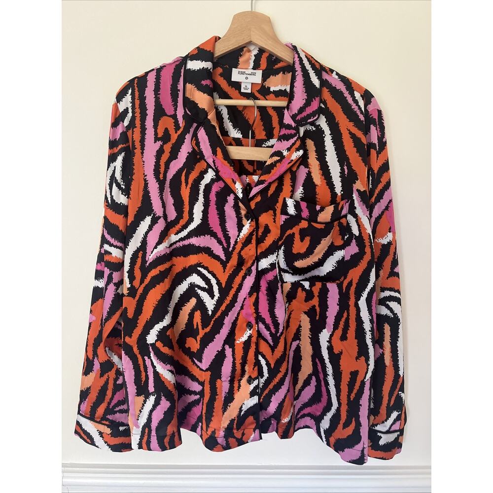 Diane Von Furstenberg Target Pajama Shorts Set Zebra Mixed XL Top; XXL Bottoms